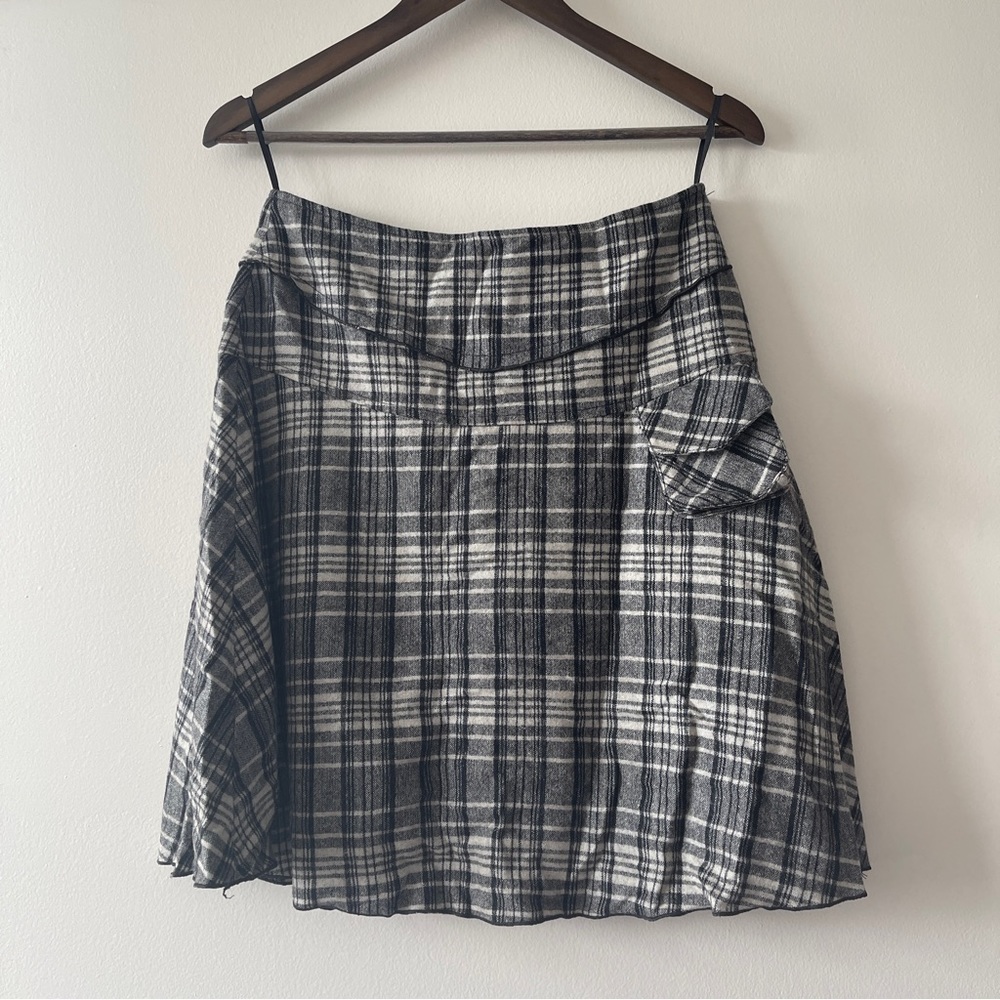 Plaid Circle Skirt with Pocket